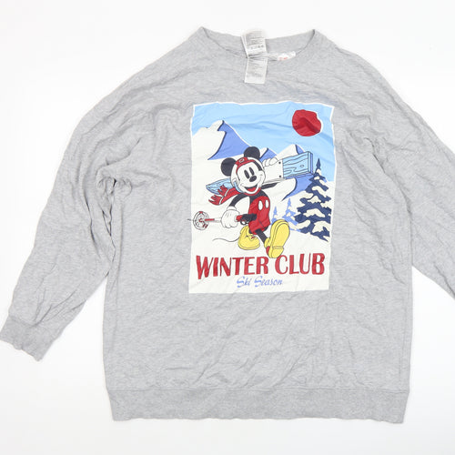 H&M Women Grey Disney Winter Club Long Sleeve Sweatshirt Size S