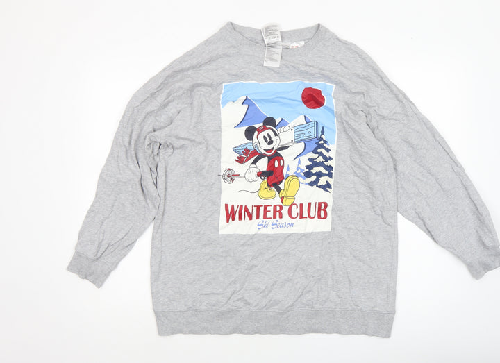 H&M Women Grey Disney Winter Club Long Sleeve Sweatshirt Size S