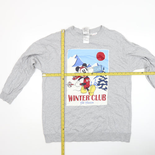 H&M Women Grey Disney Winter Club Long Sleeve Sweatshirt Size S