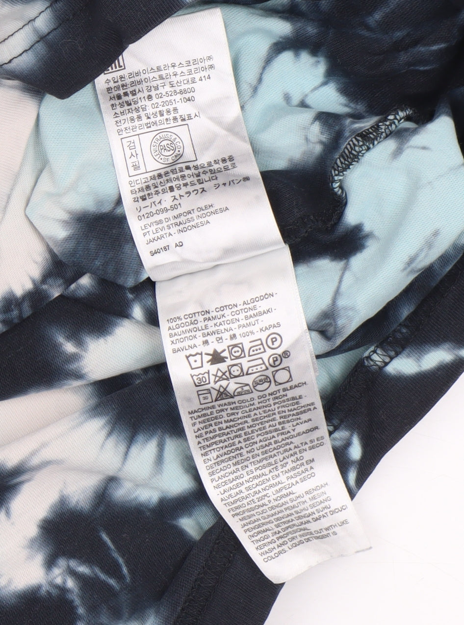 Levi's Men's Blue Tie-Dye Long Sleeve Cotton Casual Top M