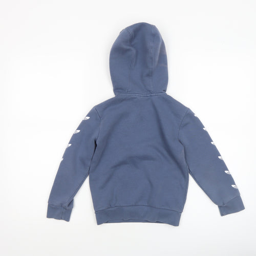 Adidas Boys Blue 5-6 Years 1/2 Zip Hoodie Cotton Blend Sweatshirt