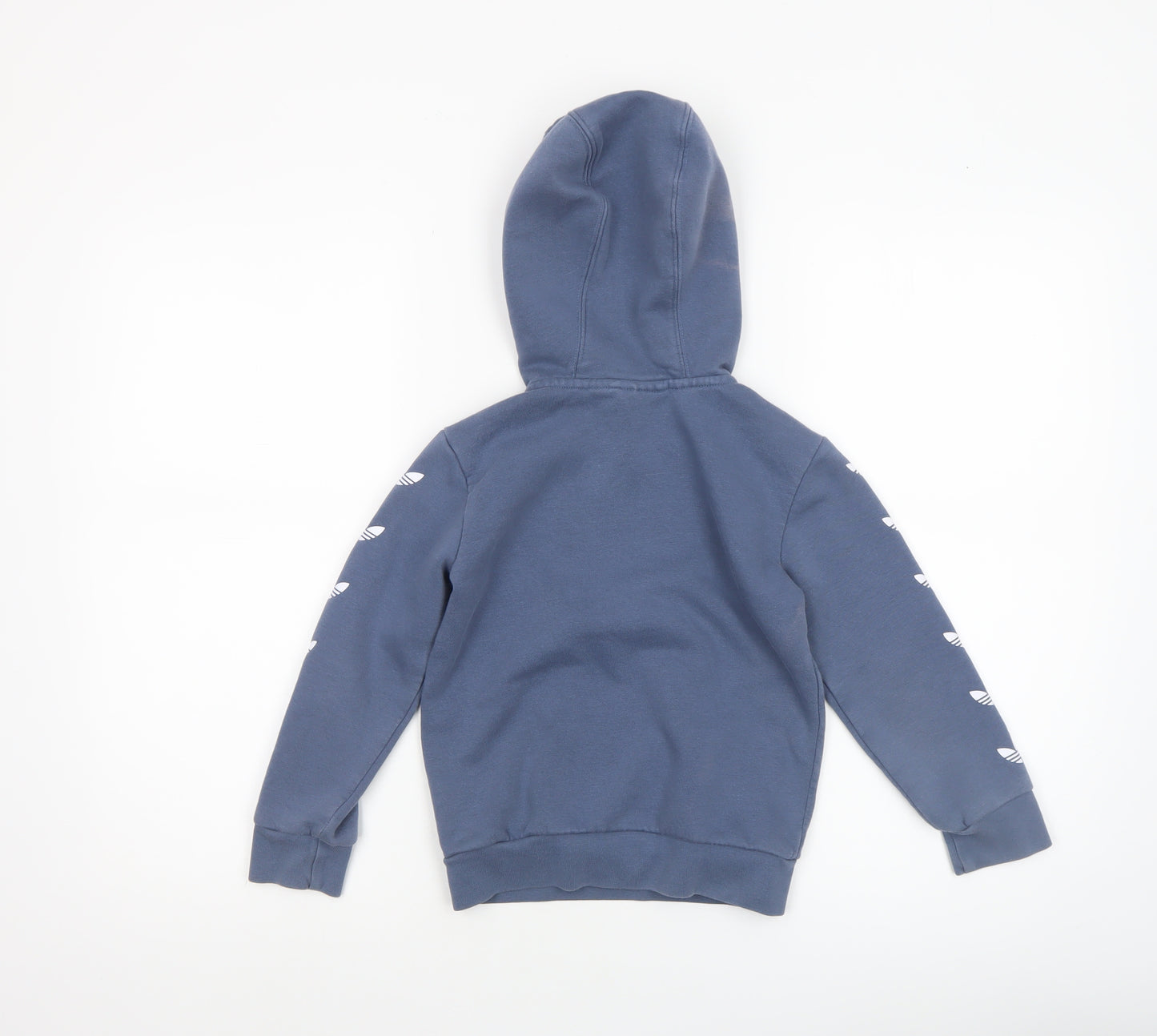 Adidas Boys Blue 5-6 Years 1/2 Zip Hoodie Cotton Blend Sweatshirt