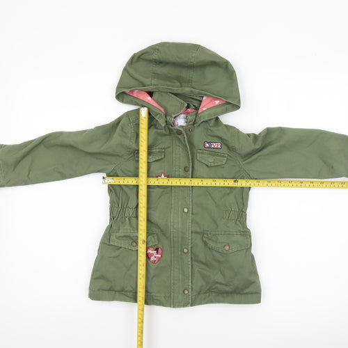 Vertbaudet Girls Green Hooded Cotton Parka Coat 5 Years Lined Casual Jacket