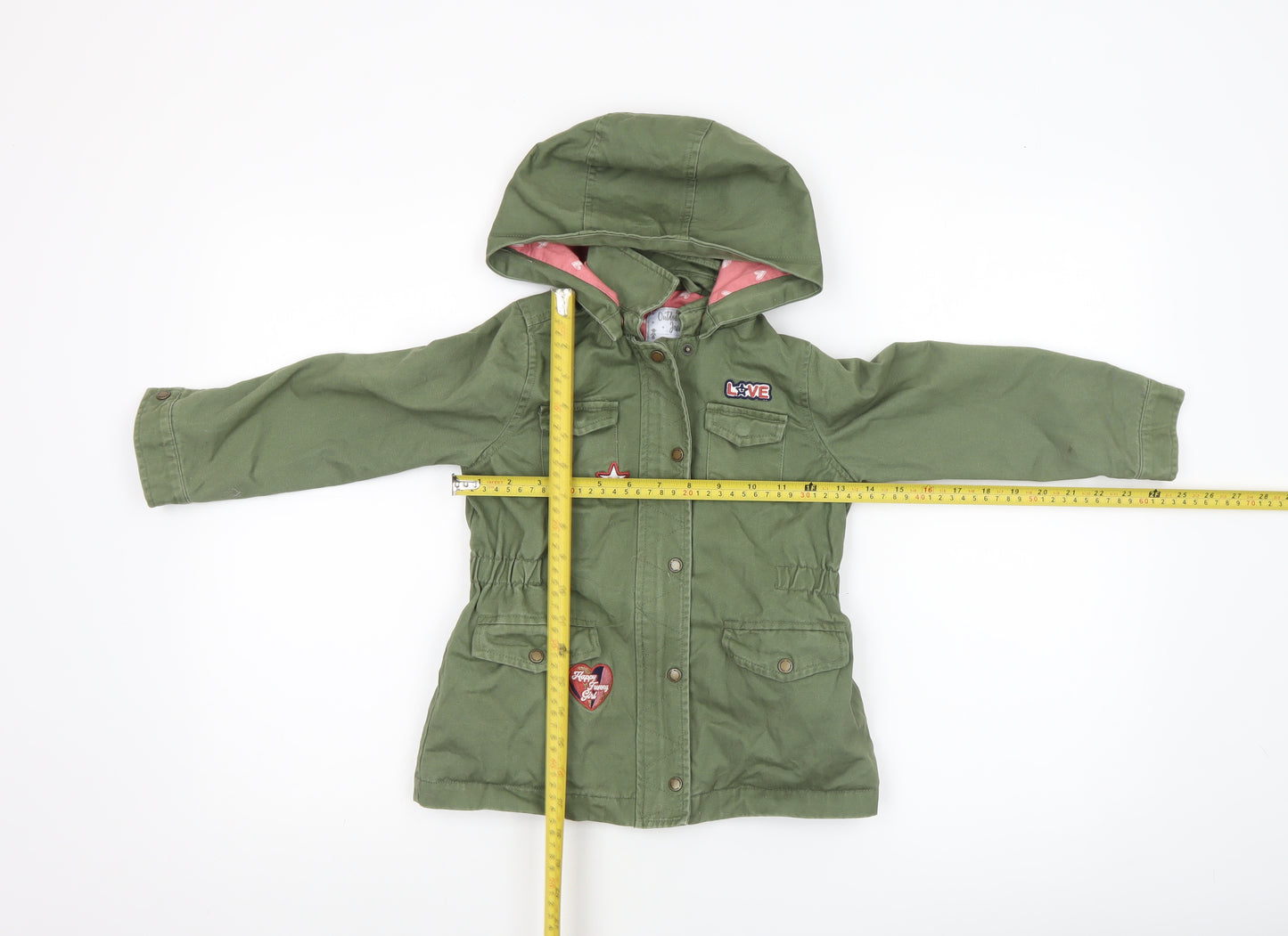 Vertbaudet Girls Green Hooded Cotton Parka Coat 5 Years Lined Casual Jacket