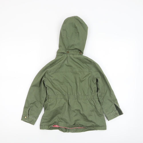 Vertbaudet Girls Green Hooded Cotton Parka Coat 5 Years Lined Casual Jacket
