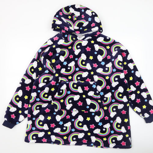 Girls Multicoloured Rainbow Cloud Fleece Hoodie Nightshirt 11-12 Years
