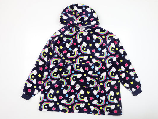 Girls Multicoloured Rainbow Cloud Fleece Hoodie Nightshirt 11-12 Years