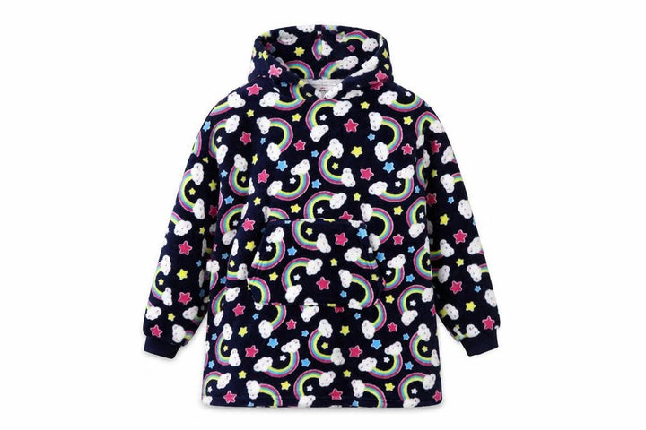 Girls Multicoloured Rainbow Cloud Fleece Hoodie Nightshirt 11-12 Years