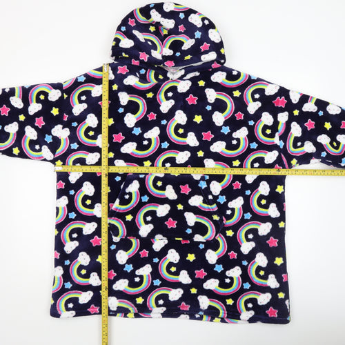 Girls Multicoloured Rainbow Cloud Fleece Hoodie Nightshirt 11-12 Years
