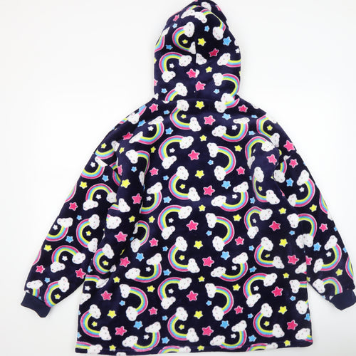 Girls Multicoloured Rainbow Cloud Fleece Hoodie Nightshirt 11-12 Years