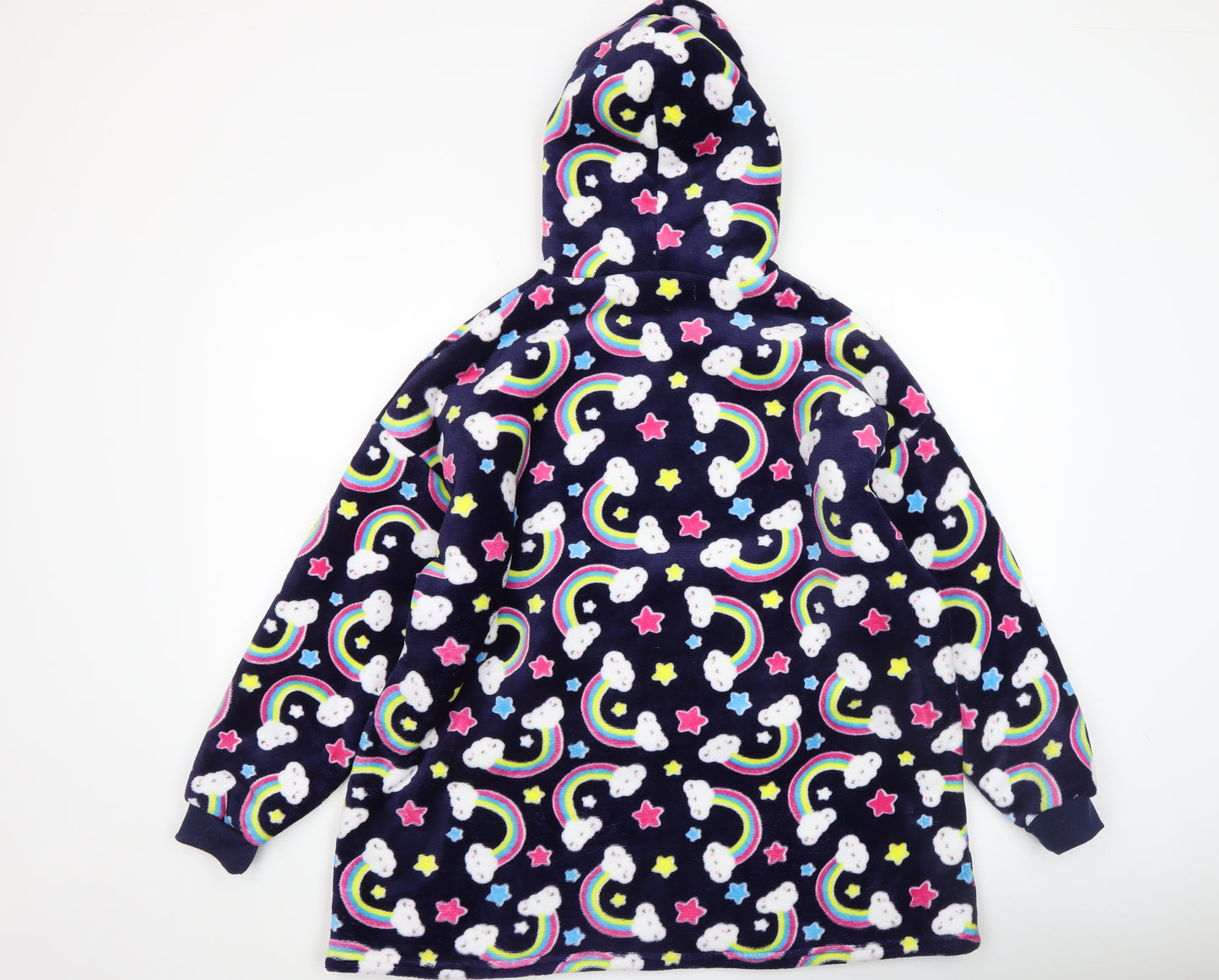 Girls Multicoloured Rainbow Cloud Fleece Hoodie Nightshirt 11-12 Years