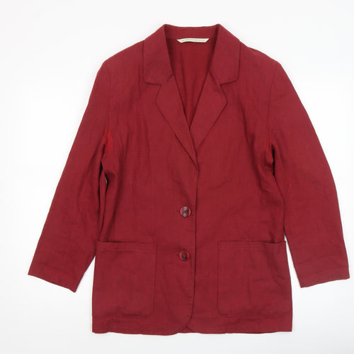 Marks and Spencer Women Dark Coral Linen Blend Blazer UK 10 Regular Fit