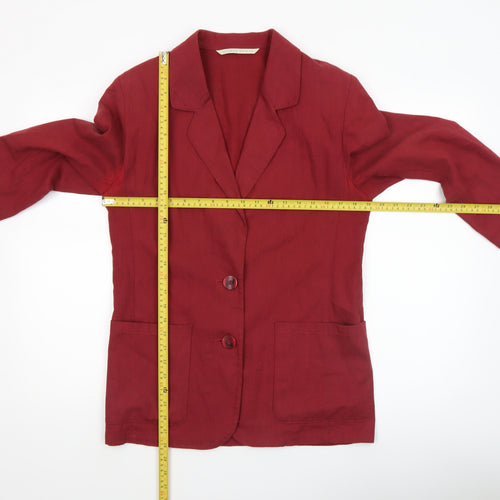 Marks and Spencer Women Dark Coral Linen Blend Blazer UK 10 Regular Fit