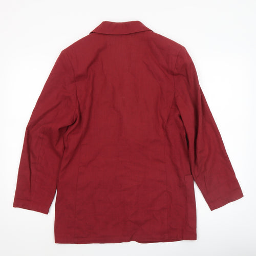 Marks and Spencer Women Dark Coral Linen Blend Blazer UK 10 Regular Fit