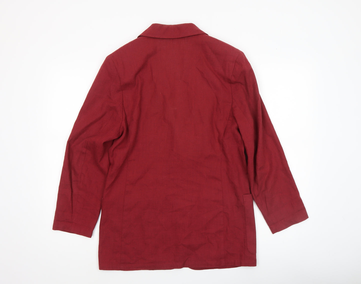 Marks and Spencer Women Dark Coral Linen Blend Blazer UK 10 Regular Fit
