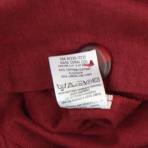 Marks and Spencer Women Dark Coral Linen Blend Blazer UK 10 Regular Fit