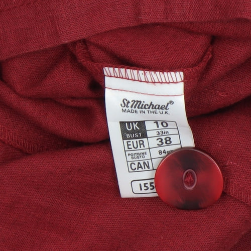 Marks and Spencer Women Dark Coral Linen Blend Blazer UK 10 Regular Fit