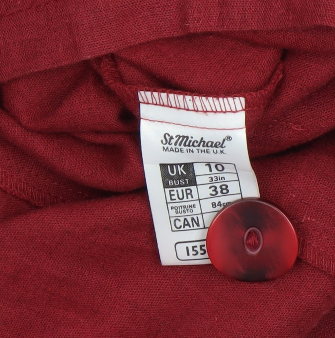 Marks and Spencer Women Dark Coral Linen Blend Blazer UK 10 Regular Fit