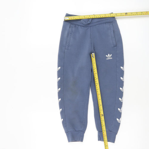 Adidas Boys Blue Jogger Sweatpants 5-6 Years Cotton Blend Elastic Waist