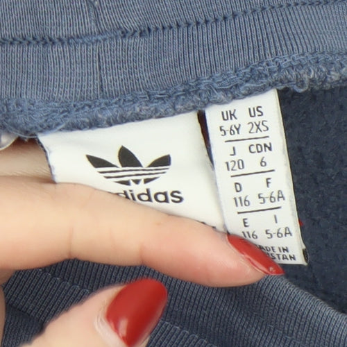 Adidas Boys Blue Jogger Sweatpants 5-6 Years Cotton Blend Elastic Waist