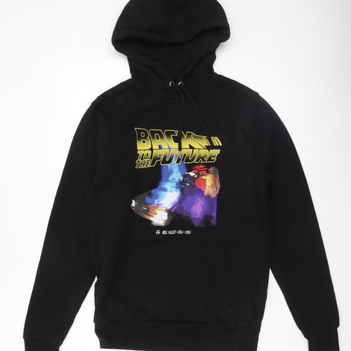 Back to the Future Men's Black Pullover Hoodie Small Graphic Print