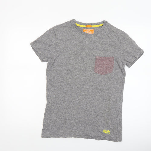 Superdry Men's Grey Cotton Slim Fit Crew Neck T-Shirt Size S