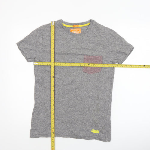 Superdry Men's Grey Cotton Slim Fit Crew Neck T-Shirt Size S