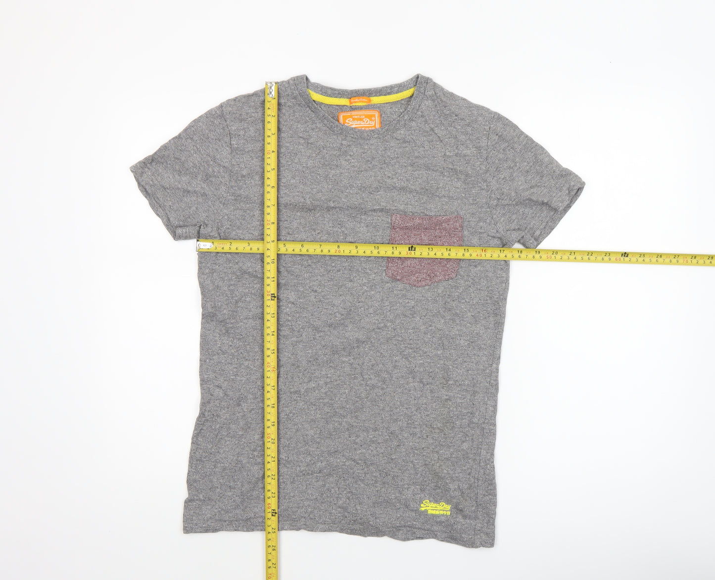 Superdry Men's Grey Cotton Slim Fit Crew Neck T-Shirt Size S
