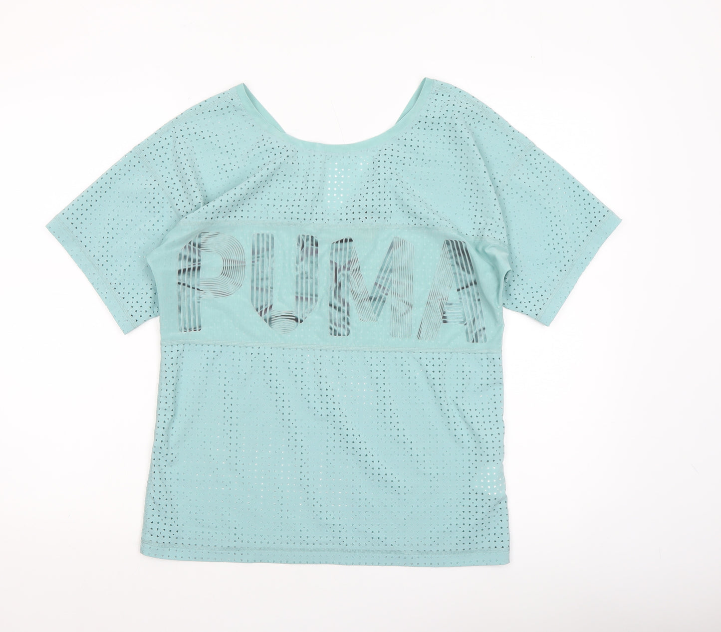 Puma Womens Blue XS Mesh Lightweight Short Sleeve Active T-Shirt