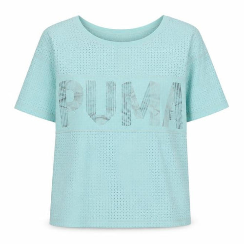 Puma Womens Blue XS Mesh Lightweight Short Sleeve Active T-Shirt