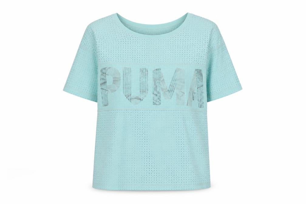 Puma Womens Blue XS Mesh Lightweight Short Sleeve Active T-Shirt
