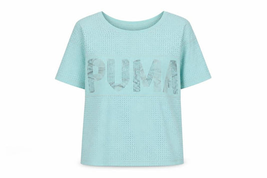 Puma Womens Blue XS Mesh Lightweight Short Sleeve Active T-Shirt