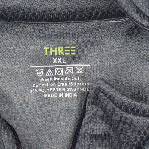 THREE Men's Purple Grey 1/4 Zip Pullover Sweatshirt 2XL