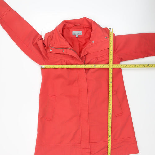 Urban Surface Women's Red Mid-Length Rain Coat Size S Hooded Twill Zip Jacket