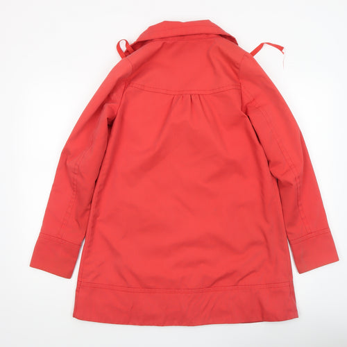 Urban Surface Women's Red Mid-Length Rain Coat Size S Hooded Twill Zip Jacket
