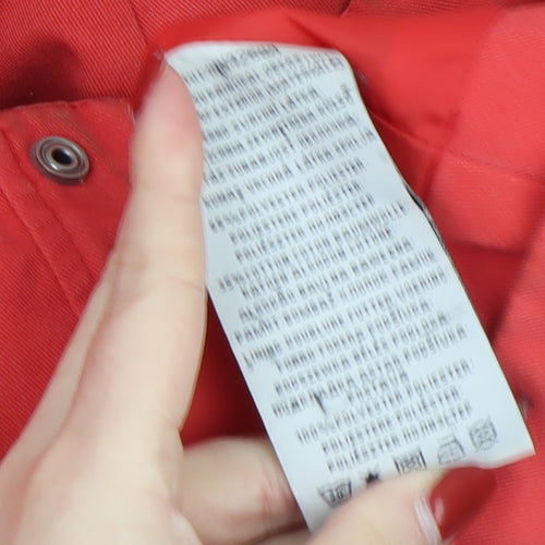 Urban Surface Women's Red Mid-Length Rain Coat Size S Hooded Twill Zip Jacket