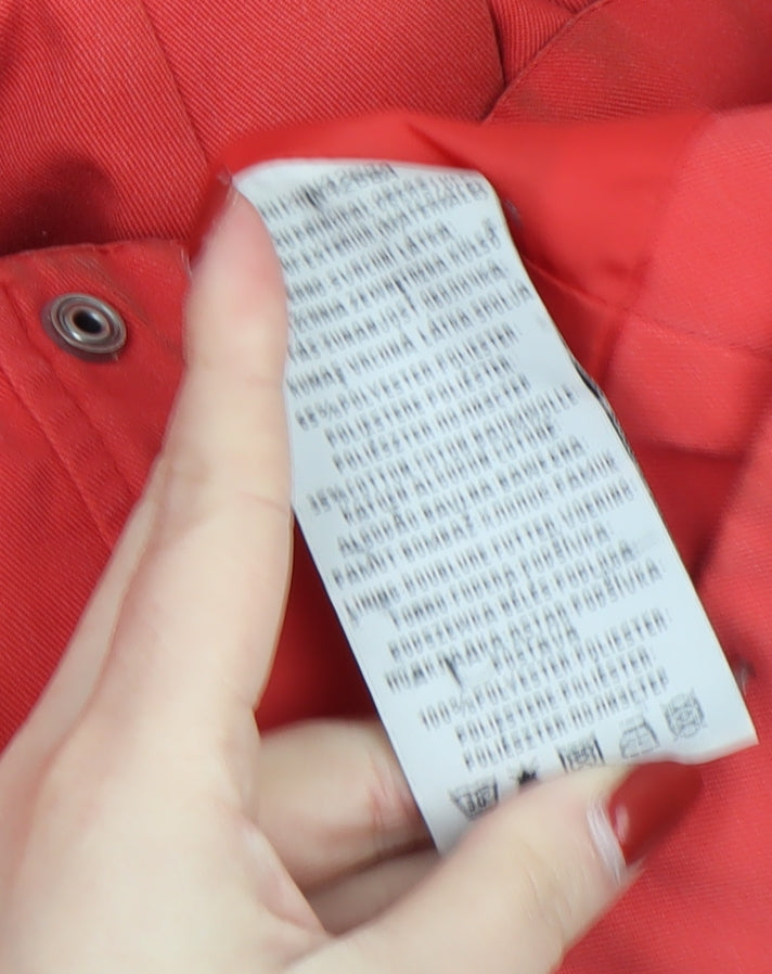 Urban Surface Women's Red Mid-Length Rain Coat Size S Hooded Twill Zip Jacket
