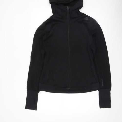 Adidas Women's Black Full Zip Hooded Sweatshirt Size S 8-10 Climalite