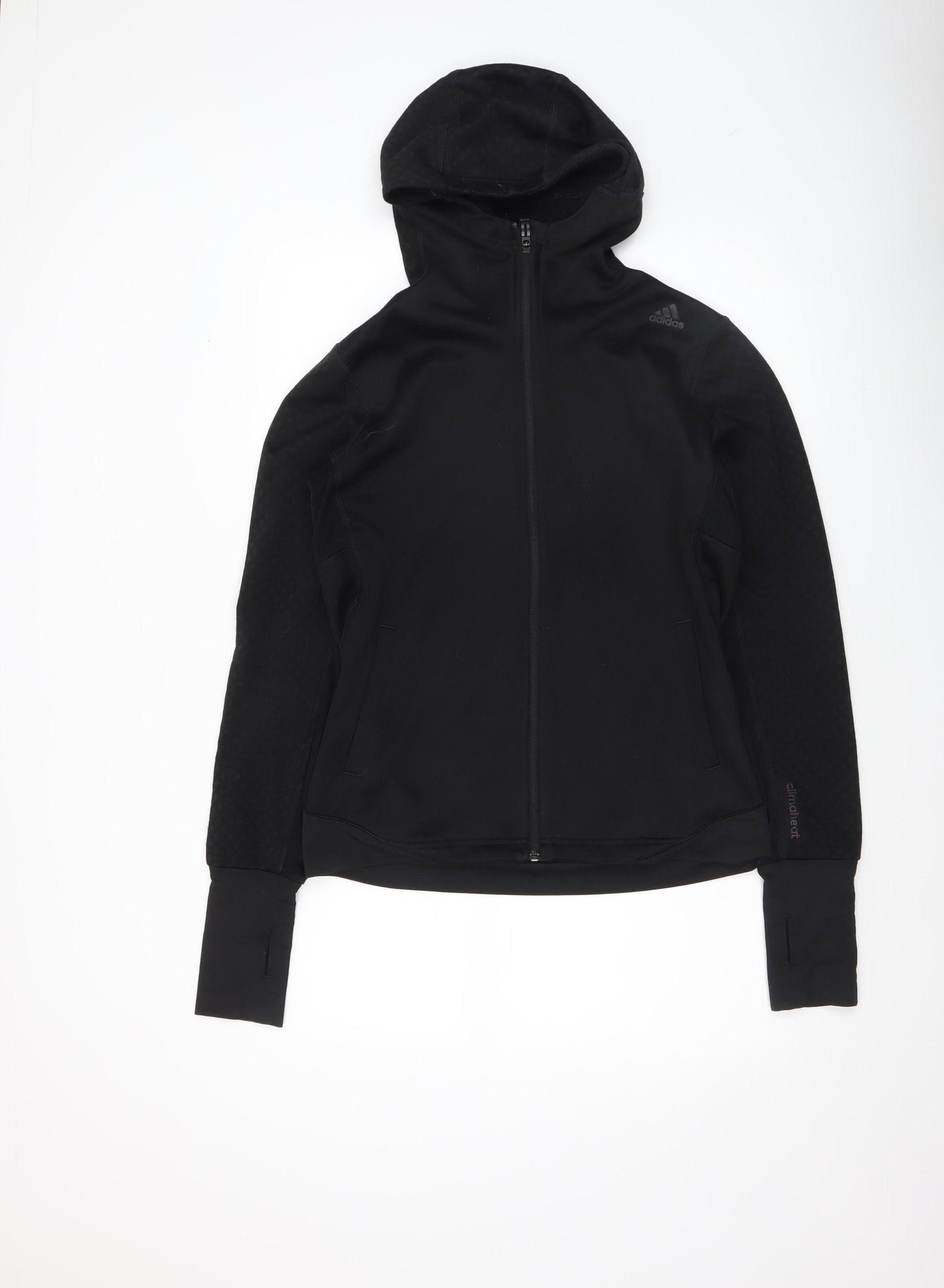 Adidas Women's Black Full Zip Hooded Sweatshirt Size S 8-10 Climalite