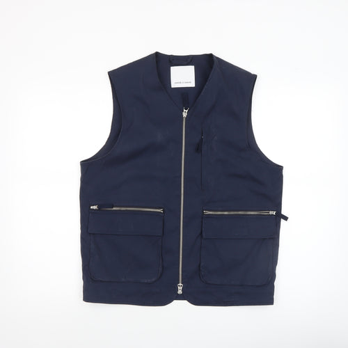 Samsøe Samsøe Women’s Blue Waistcoat Size S Lightweight Zip Vest