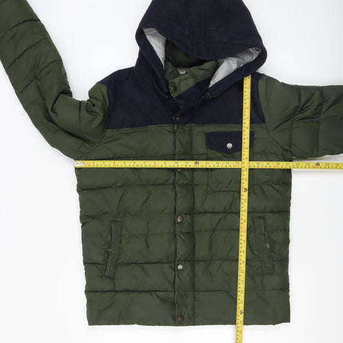 Statham Vintage Men’s Green Puffer Hooded Jacket Size S Winter Casual