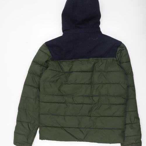 Statham Vintage Men’s Green Puffer Hooded Jacket Size S Winter Casual
