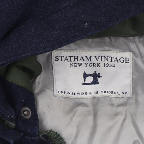 Statham Vintage Men’s Green Puffer Hooded Jacket Size S Winter Casual