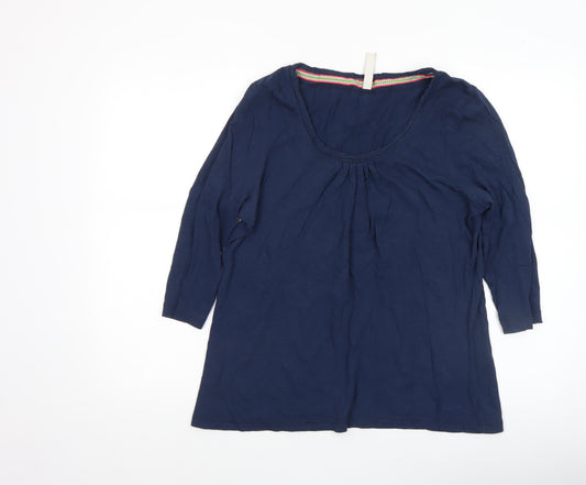 Weird Fish Women's Blue Size 14 Cotton Tunic Top 3/4 Sleeve Scoop Neck