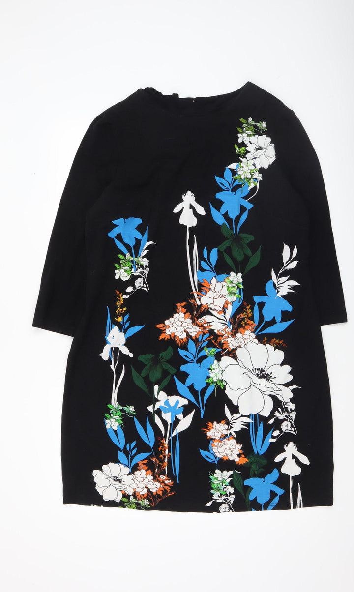 Phase Eight Women's Black Floral Shift Dress Size 10