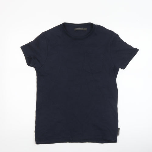 French Connection Men's Blue Cotton Crew Neck T-Shirt Size S
