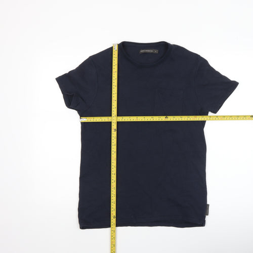 French Connection Men's Blue Cotton Crew Neck T-Shirt Size S