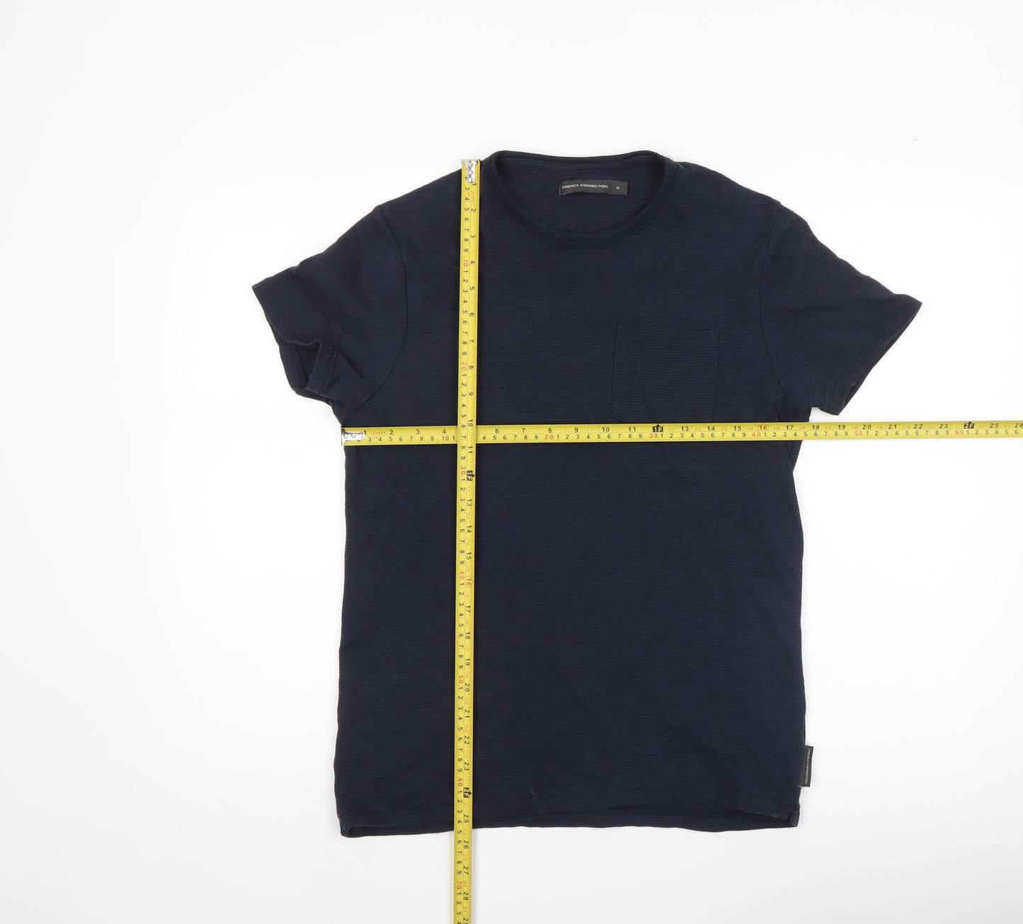 French Connection Men's Blue Cotton Crew Neck T-Shirt Size S