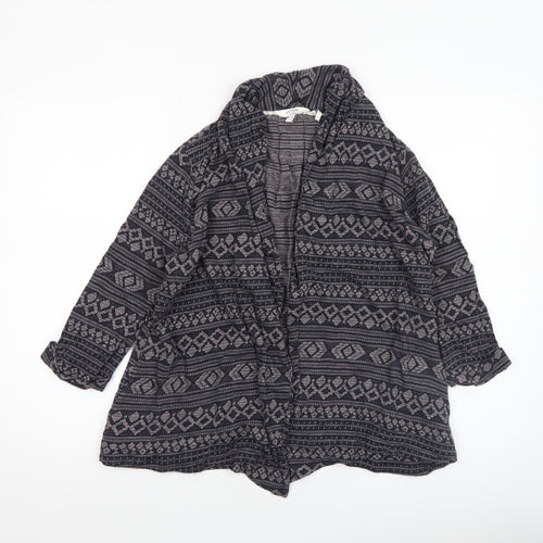 FatFace Women's Blue Geometric Knit Cotton Modal Coatigan Size 12