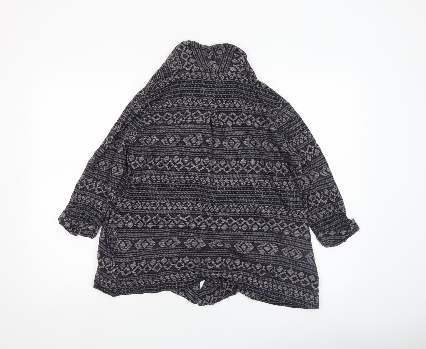 FatFace Women's Blue Geometric Knit Cotton Modal Coatigan Size 12